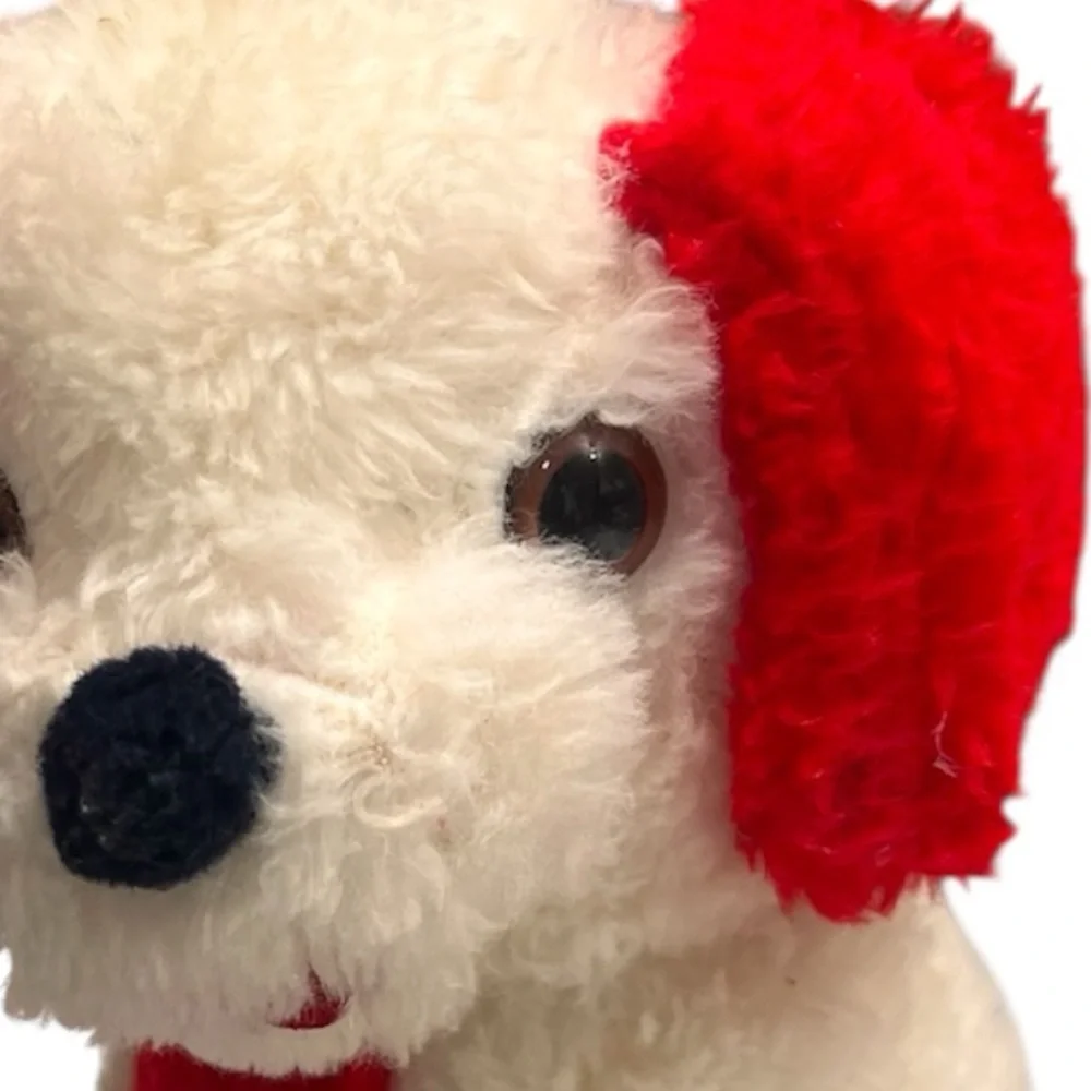 Animal Toys Plus Plush Dog White Red Ears Vintage Stuffed Animal Toy